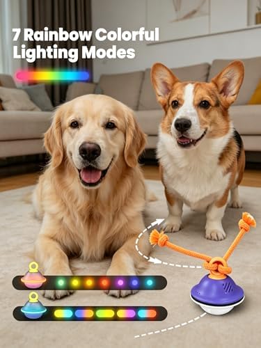 Interactive Dog Toy, 3 Play Modes Smart Moving Bouncing Dogs Ball with Rope