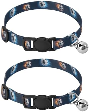 Cool Soccer Blue Kitten Collars 2 Pack Collars for Puppies Adjustable Length 10.6" to 17.1"