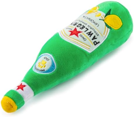 Dog Diggin Designs Pawlegrino Sparkle Water Plush Dog Toy | Luxury-Inspired Parody Sparkling Water Dog Toy with Squeaker, Soft Plush Novelty Dog Toy – Bubbles & Tail Wags