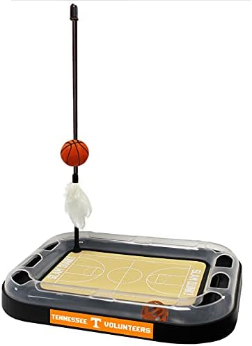 NCAA TENNESSEE Volunteers Basketball Court Felt Cat Scratcher Toy - 6-in-1 Interactive Cat Ball Bell Wand & Plush Basketball