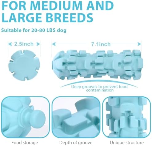 Freezable Treat Dispenser with 8 - Hours Cooling, Feeder for Large Dogs | Tough Durable Puzzle, Good for Dental Health, Easy to Clean, Portable Outdoor Camping Accessories