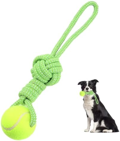 Dog Rope Toy Tug Outdoor Puppy Interactive Dog Toy 1 Knot with Tennis Ball