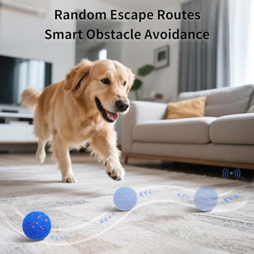SCHITEC Interactive Dog Toy Ball - Automatic Bouncing, Rolling & Vibrating Motorized Ball for Medium Large Dogs, Rechargeable Self-Moving Electronic Pet Toy for Boredom & Indoor Chase(Blue)