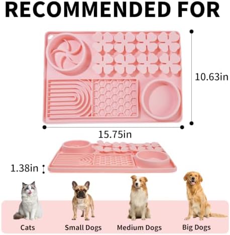 MewaJump Slow Feeder Bowl, 4 in 1 Silicone Lick Mat with Suction Cups for Dog Cat, Snuffle Mat for Pet Smell Training, Puzzle Toys Interactive Sniff Mat for Slow Eating