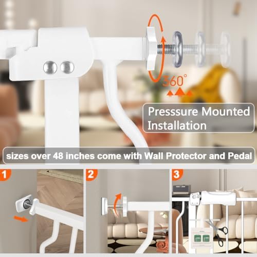 Fairy Baby Extra Wide Baby Gates 71.7-76.3 Inch, Auto Close Child Safety Gates for Stairs Banister Doorways Hallway,Indoor Safety Child Gates for Kids or Pets