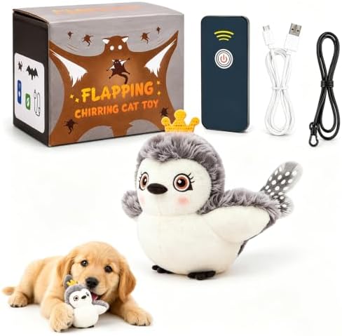 Flying Bat Dog Toy, 2026 New Interactive Flying Bat Toy for Dogs with Flapping Wings, Realistic Flight Motion and Chirping Sound, Indoor Chase Toy for Exercise, Play and Boredom Relief (Sparrow)