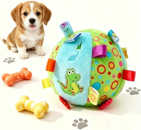 Dog Tag Toy，6-Inch Squeaky Plush Toy for Puppies & Small Medium Dogs