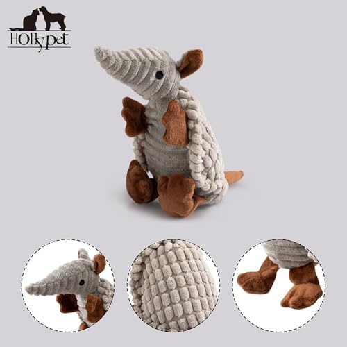 Hollypet Armadillo Squeaky Puppy Dog Toys for Small Medium Dogs, 8"