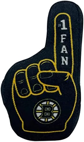 NHL BOSTON BRUINS Complete Set of 3 Plush Cat Toys: Jersey, Hockey Puck with Feathers & #1 Fan. Filled with Fresh Catnip. Beautiful Team Logo
