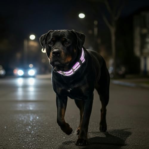 Reflective Dog Collar for XLarge Dogs Wide Padding 6 Holes Adjusta
