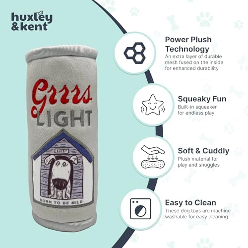 Huxley & Kent Power Plush Squeaky Dog Toy, Grrrs Light, Large
