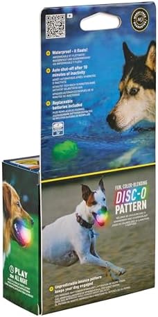 Nite Ize GlowStreak Wild LED Ball, Bouncy Motion Activated Light Up Dog Ball for High Energy Dogs, Disc-O
