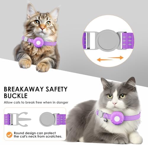 Cat Tracker, Waterproof Pet Tracker for Cats, Cat GPS Tracker Compatible with Apple Find My App (Only iOS), No Monthly Fee, Purple