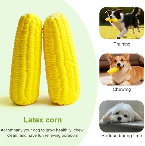 Dog Chew Toys for Chewers Indestructible Durable Interactive Squeaker Dogs Corn Toy Puppy Toothbrush to Keep Them Busy 1 Pack