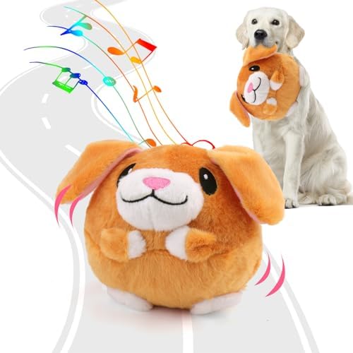 BABORUI Interactive Dog Toys Puppy, Jumping Squeaky Dog Toys with Recording and Music Modes, Rechargeable Moving Dog Chew Toys for Small/Medium/Large Dogs to Keep Them Busy(Puppy)