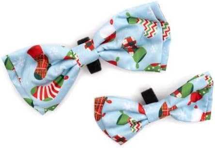 THE WORTHY DOG Holiday Patterns Pet Bow Ties for Dogs & Cats,Stockings