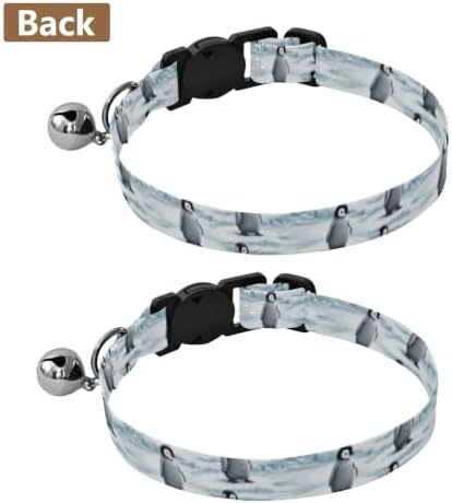 Cute Penguins Snowy Pet Collars for Cats, 2 Pack Cat Collars with Bell