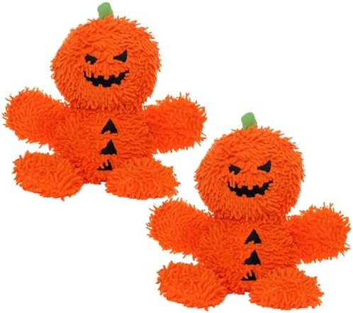 MIGHTY® 2 Pack Microfiber Medium Pumpkin Man Ultra Durable Plush Dog Toy