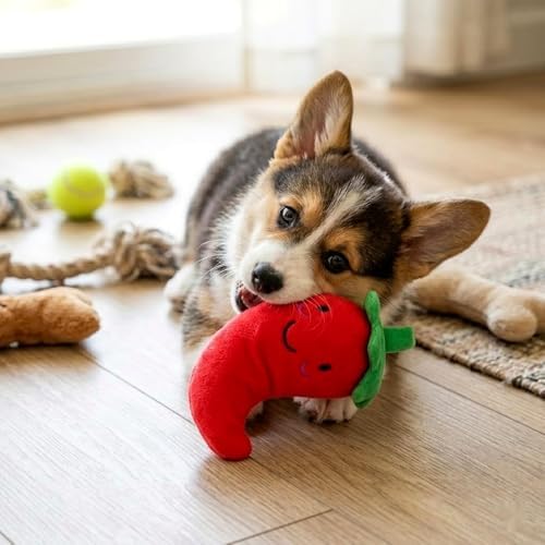 LOGOFUN 2pcs Pet Squeaky Pepper Toy for Dog Play