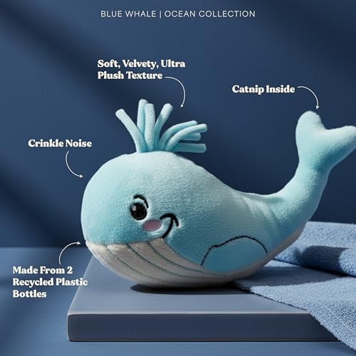 Premium Plush Cat Toy - Whale Cat Toy, Eco Friendly, Catnip