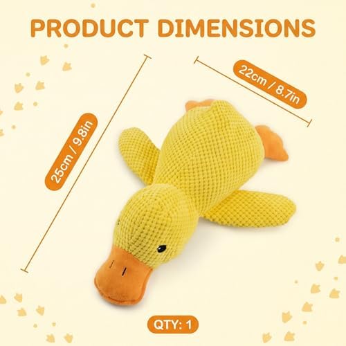 Duck Dog Toy, Yellow Duck Dog Toy for Canine Companions, Durable Duck Stuffed Animal for Play and Relaxation, Soft Stuffed Plush Mellow Calming Duck Toy for Dogs
