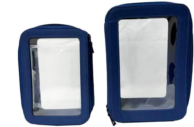 3-Piece Cosmetic Bag Set – Makeup Bag Duo with Compact Mirror, Travel & Everyday Beauty Organizer (Blue)
