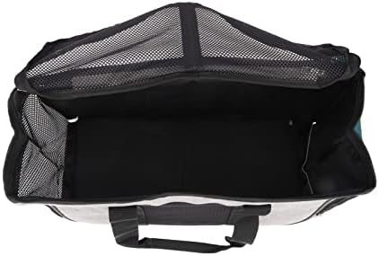 Breathable Cat Carrier with Roll - Up Door, Portable Soft Cat Travel Carrier for Small Cats and Puppies up to 7.5 kg, Oxford Cloth Pet Carrier with Double Zipper and (Grey with Black)