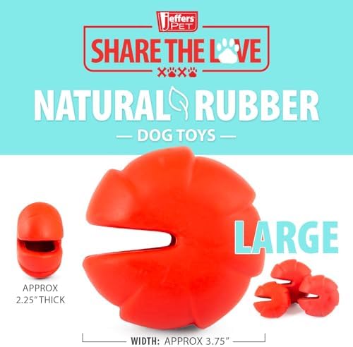 Jeffers Pet Natural Rubber Dog Chew Toy – Red Millipede, Large – Treat Dispensing, Vanilla Scent, Durable, Non-Toxic, Dishwasher Safe, Interactive Fetch & Tug Toy - Perfect for Training