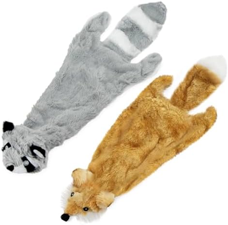 Best Pet Supplies Squeaky Dog Toys with Soft Durable Fabric for Small, Medium and Large Pets Interactive Toy for Indoor Play, Supports Active Biting and Play - Fox, Raccoon, Medium