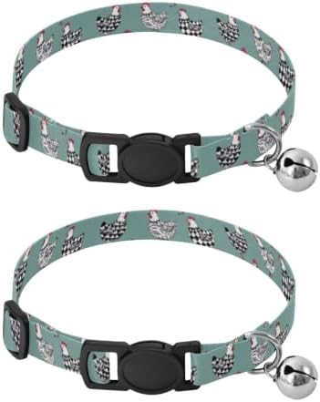 Chickens Black White Geometric Easy to Clean Cat Collar 2 Pack Collars for Puppies