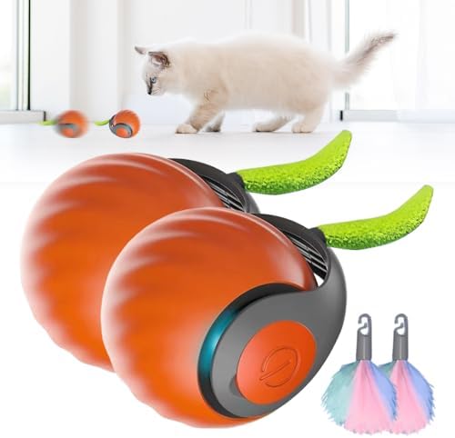 Upgrade Speedy 3.0 Tail Cat Toy, 2026 New Speedy Tail Interactive Cat Toy for Indoor Cats, USB Rechargeable Automatic Moving Smart Cat Toys Ball with Tail Two Speed Adjustment (Orange, 2PCS)