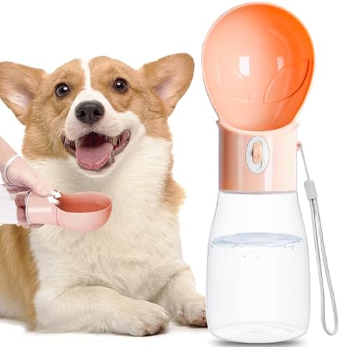 Dog Water Bottle, Widen Sink Portable Dogs Water Dispenser, Orange, 17oz
