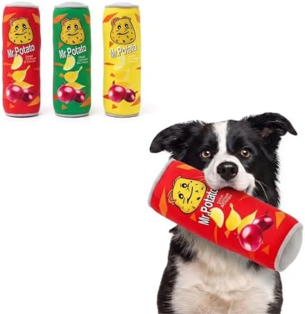 Cookies Beer Cola Whisky Orange-Juice Chips Stylish Squeaky Toys for Aggressive Chewers, Durable Squeak for Puppy Teething, Interactive Plush for Boredom and Anxiety Relief(Chips)