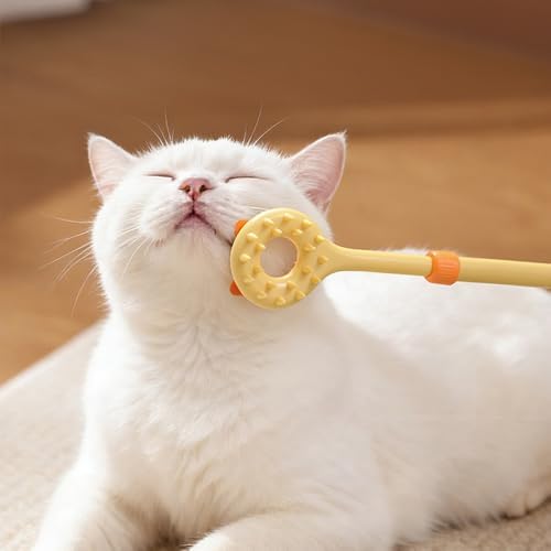 Versatile Cat Interactive Touch Toy, Retractable Pet Gentle Patting Deep Massage Stick, Interactive Head Tail Cat Teaser Wand Toy for Indoor Training Bonding Socialization