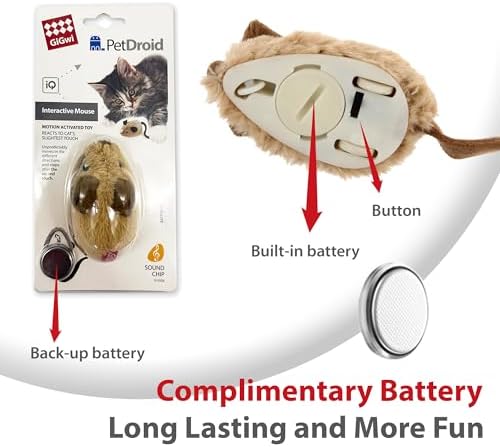 Gigwi Interactive Cat Toys For Indoor Cats, Moving Cat Toy For Bored Indoor Adult Cats, Automatic Electronic Moving Mouse Cat Toys With Realistic Squeaky, Kitten Toys Cat Hunting Toys For Self Play