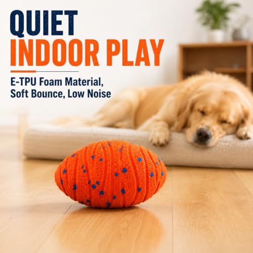 Interactive Dog Ball for Large Dogs, Quiet E-TPU Football Toy