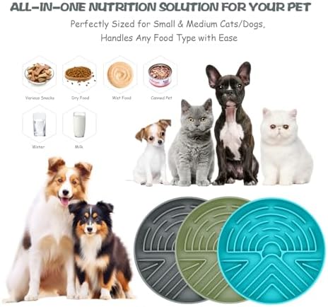 Lesipee Slow Feeder Dog Bowl for Large & Small Pets, Anti Choking Puzzle Dog Food Bowl with Non-Slip Base, Interactive Pet Slow Eating, Silicone Cat Feeder for Puppies & Cats(Grey Green)