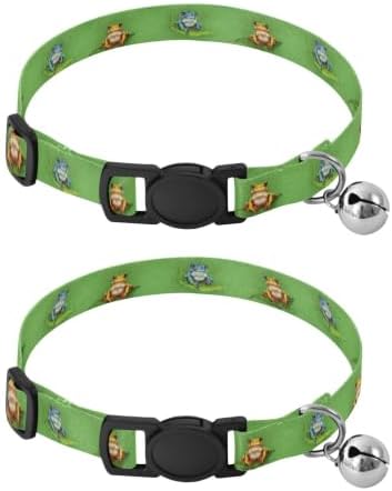Colorful Tree Frogs Green Leaf Collar with Bell for Dog Puppy 2 Pack Kitten Collars Adjustable 10.6 to 17.1 Inches