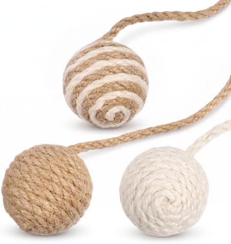 3PCS Cat Rope Ball, Cat Toy Ball with Sisal Rope Wrapping (1.6 Inch)