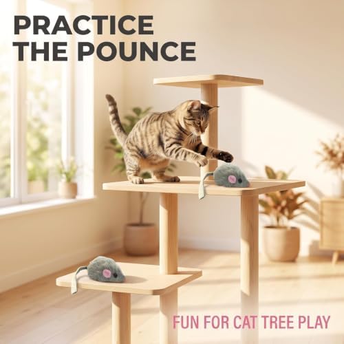 5 Pcs Gray Fur Rattle Mouse Cat Toy Mice Animal Toy Pet Supplies Furry Play Combo - Cat Toy Mix