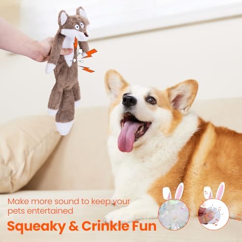 HGB No Stuffing Squeaky Dog Toys Crinkle for Chewers to Keep Them Busy