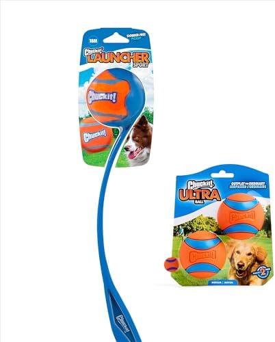 Chuckit! Ultra Ball and Launcher Bundle, Sport 18in, 2 Pack Medium 2.5in
