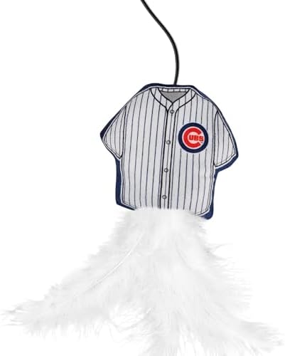 Pets First MLB Chicago Cubs Team Jersey Wand with CAT NIP, Cat Toy Jersey Shaped Plush Teaser Toy for Cats & Kittens - Interactive Pet Toy for Play & Exercise