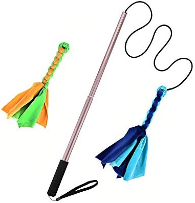 Flirt Pole for Dogs - Extendable Flirt Pole with 2pcs Fleece Lure Tugs for Dog Outdoor Entertainment, Train and Exercise, New Coffee