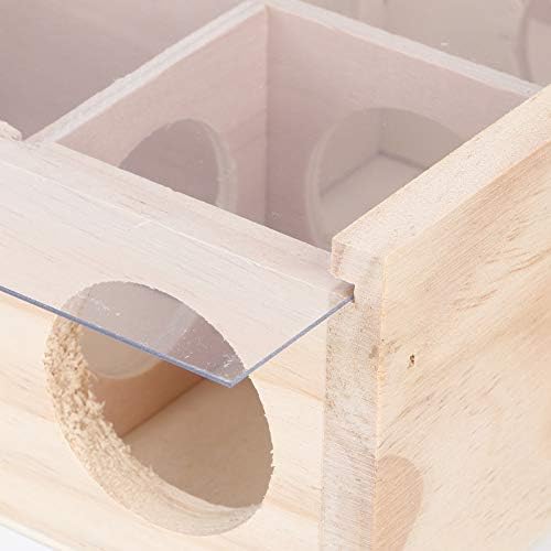 Hamster Maze Toy, Wood Rat House with Organic Glass Interactive Intelligent Small Pet Toy for Rat Hamsters