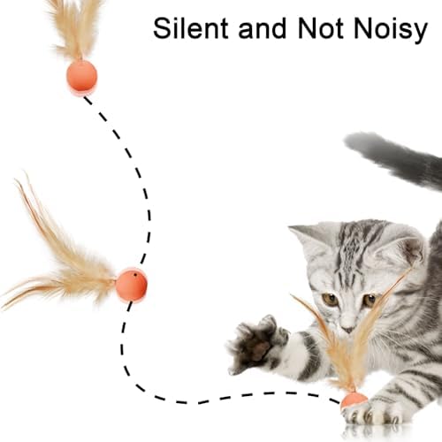 Cat Toy Ball with Feathered Tail for Indoor Cats, 3-Pack