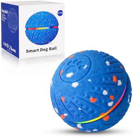 Interactive Dog Ball, Smart Moving Dog Toy with Colorful Lights, 3 Interactive Modes and TPU Material, Bouncing Ball for Dogs to Keep Them Entertained