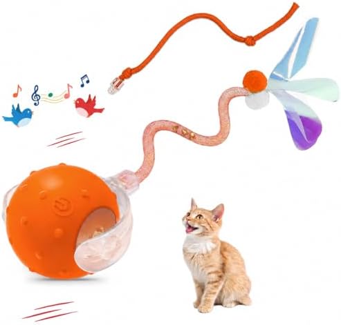 Interactive Cat Ball Toy, Motion Activated Electric Rechargeable Cat Toy