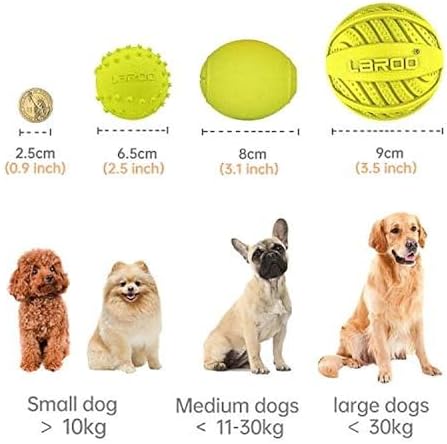 LaRoo Squeaky Dog Ball Toy, Durable Natural Rubber Squeaker Ball Floating Throwing Training, Teeth Cleaning Chew Toy for Pet Small Medium Large Dogs (6.5CM Green)