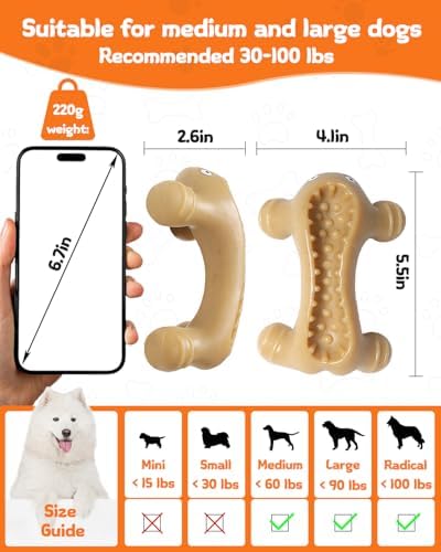 Dog Toys for Aggressive Chewers Large Medium Breed, Interactive Treat Dispenser Chew Toy to Keep Dogs Busy, Indestructible Durable Nylon Teething Bones